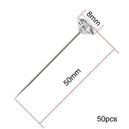 Rynx | Diamond Big Head Sewing Pins - Corsages, Wedding Bouquets, Stitching Needles, Straight Pins in 1 Box - Apparel Sewing Accessories