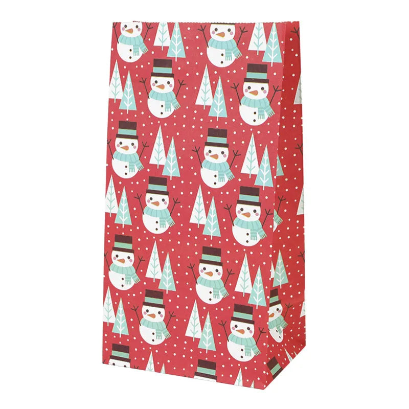 Rynx 10 pieces kraft paper candy cookie bags Santa snowman Christmas gift packaging bags Xmas Navidad New Year party decoration supplies