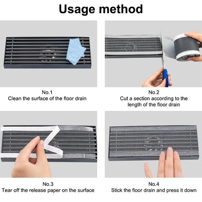 Rynx | Self-Adhesive Shower Drain Hair Catcher - Disposable Mesh Sink Strainer Filter - Cuttable Floor Drain Stickers for Bathroom (10/5m)