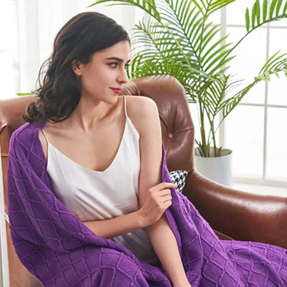 Rynx | purple diamond knit blanket