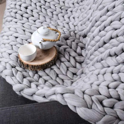 RYNX | Chunky Knit Blanket – Cozy Wool Blanket For Every Room – Soft & Warm – Perfect For Sofa And Bed