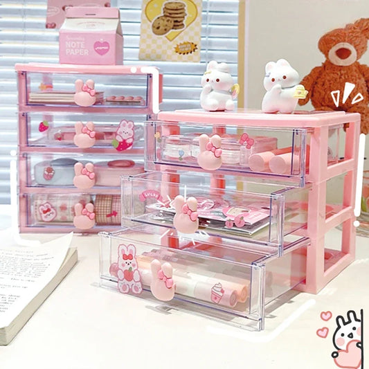 Rynx | Desk Storage Box Organizer Student Drawer Box Pen Holder Cute Office Kids Hair Accessories Stationery Rack Organizer Box