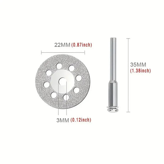 Rynx | Diamond Cut Off Rotary Tool Discs: 10Pcs 16-30mm Mini Sharp with Hole for Dremel - DIY Accessories with 2Pcs Rod