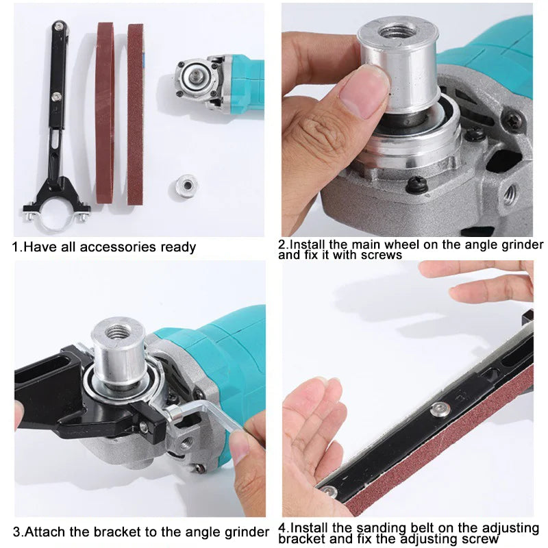 Rynx | 6/10PCS Sander Angle Grinder Accessory - Modified Belt Sander for Woodworking Trimming & Polishing - Fits 100/115/125 Angle Grinder
