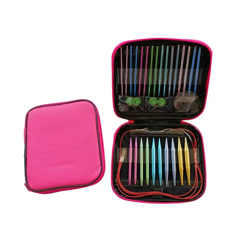 Rynx | Aluminum Circular Knitting Needles Set: Interchangeable Crochet Hooks - Weaving Yarn Knitting Craft Tools Accessories Kit