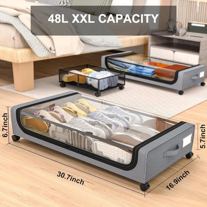 Rynx | Underbed Storage Stackable Wheeled Box Organizer