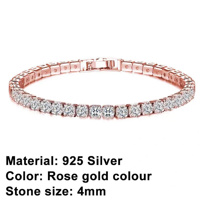 RYNX | Tennis Bracelet – Shine With Attitude: Elegance In Sterling Silver And Hip-Hop Flair! 4 mm Rose Gold Bracelet