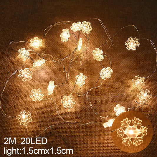Rynx | 2M 20LED Santa Snowflake LED String Lights Christmas Decoration For Home Xmas Tree Ornament 2024 Christmas Kids Gift New Year