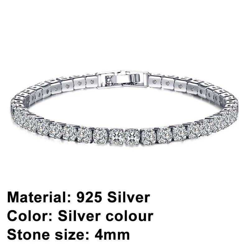 RYNX | Tennis Bracelet – Shine With Attitude: Elegance In Sterling Silver And Hip-Hop Flair! 4 mm large silver bracelet