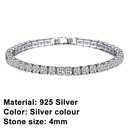 RYNX | Tennis Bracelet – Shine With Attitude: Elegance In Sterling Silver And Hip-Hop Flair! 4 mm large silver bracelet