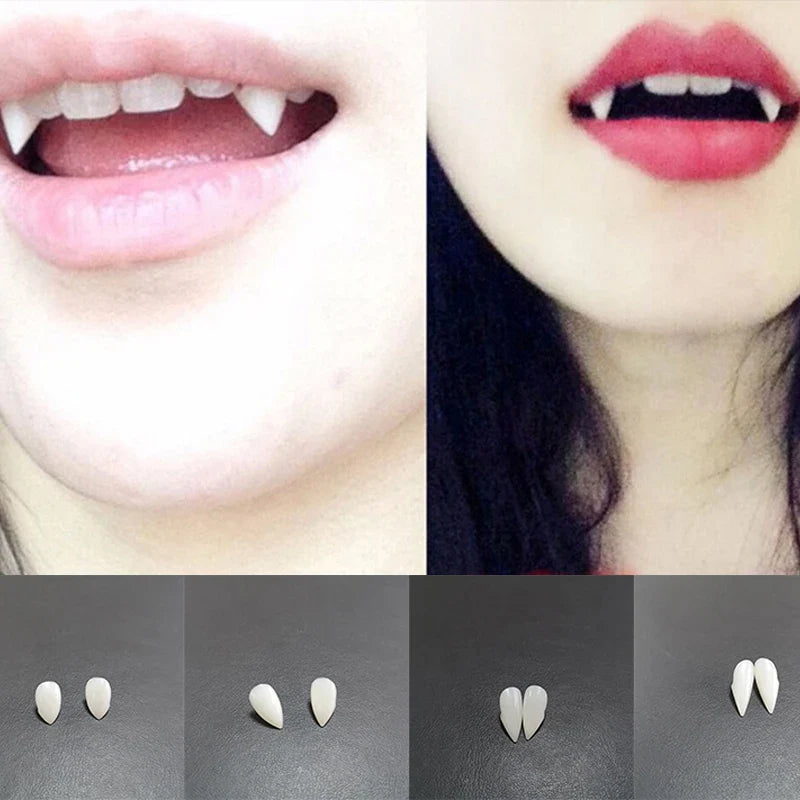 Rynx | 1 Pair Halloween Vampire Teeth Fangs Prosthesis Party Costume DIY Cosplay Props Fake Teeth Resin Fangs Zombie Masquerade Prop