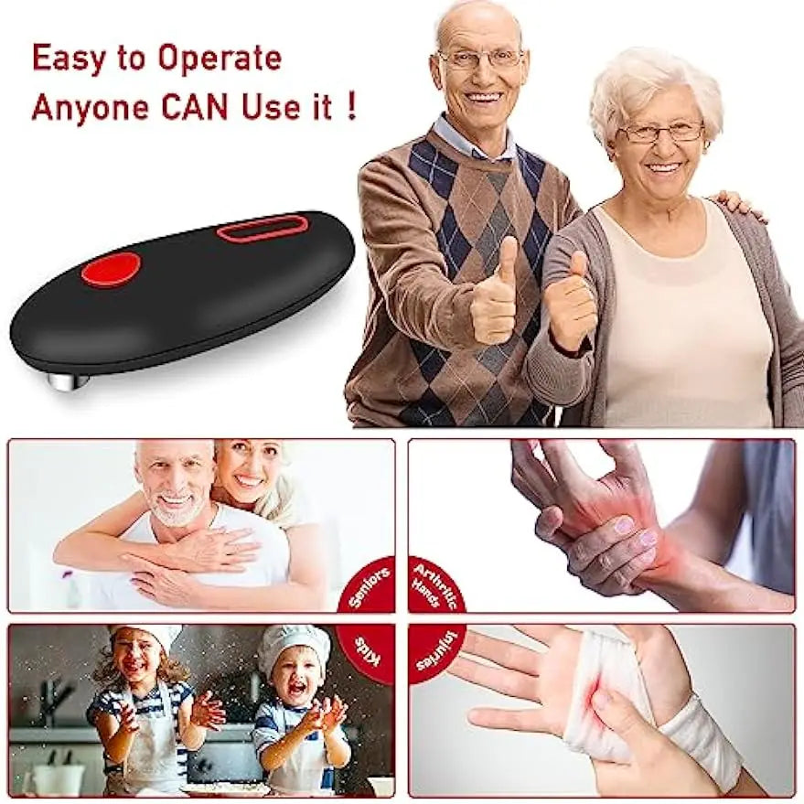 Rynx | Automatic Electric Can Opener - Hands-Free, One-Touch Portable Kitchen Tool for Jar and Bottle Opening, Convenient Opener Gadget