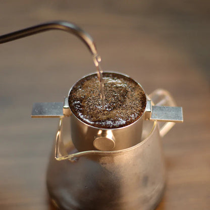 Rynx | 304 Stainless Steel Hanging Ear Coffee Filter Cup - Portable Hand Flush Filter with Filter Paper, Filter-free Funnel Coffee Utensils