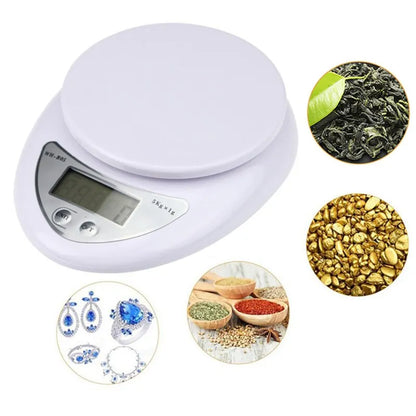 Rynx | 1pc LED Portable Digital Scale - 5kg Capacity, Ideal for Measuring Food Weight in Kitchen, Electronic Scales for Small Scale Weighing in Grams