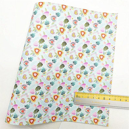 Rynx | Iridescent faux leather crafting sheet with sparkling star and heart design - 21x29CM