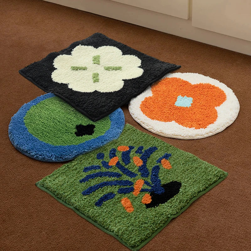 Rynx | Tufting Seat Mat Soft Round Square Floral Splatter Fireworks Floor Chair Sofa Cushion Pad Home Office Chic Cozy Decor 40x40cm