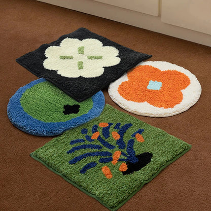 Rynx | Tufting Seat Mat Soft Round Square Floral Splatter Fireworks Floor Chair Sofa Cushion Pad Home Office Chic Cozy Decor 40x40cm