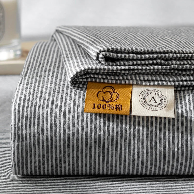 Rynx | Mattress Cover Japanese Style 100% Cotton Woven Fitted Sheet With Elastic Pair Bedding Single Bed Queen King Size
