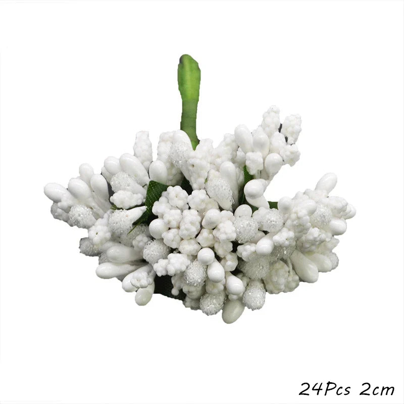 Rynx White Theme Artificial Flower Cherry Stamen Berry Bundle DIY Christmas Decoration Wedding Cake Gift Box Wreaths Xmas Decor