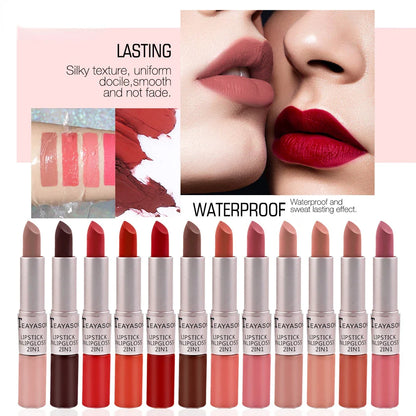 Rynx | Long lasting velvet matte lipstick double-ended lip gloss non-sticky cup lip gloss tint plumper waterproof lipstick makeup