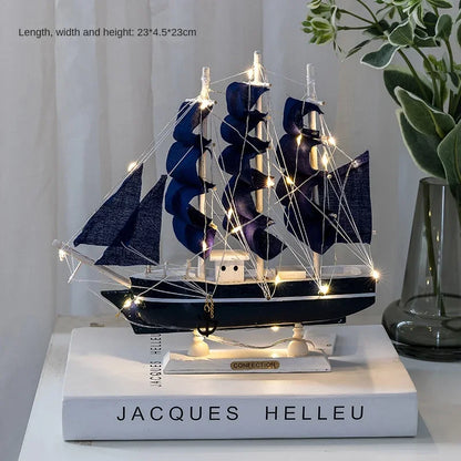 RYNX | New Wooden Sailing Boat Model Office Living Room Decoration Craft Nautical Decoration Creative Model Home Decor Birthday Gift