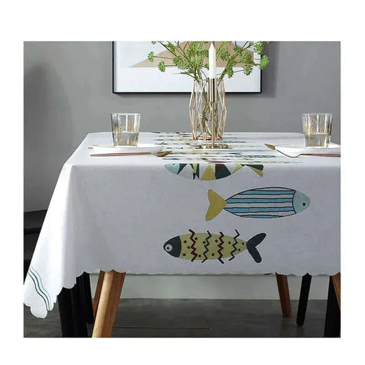 Rynx | Rectangular Stain-Resistant Tablecloth with Aquatic Design