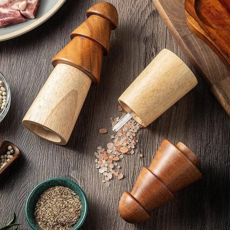 Rynx | Set of 3 - Elegant adjustable wooden spice mill set for gourmet cooking