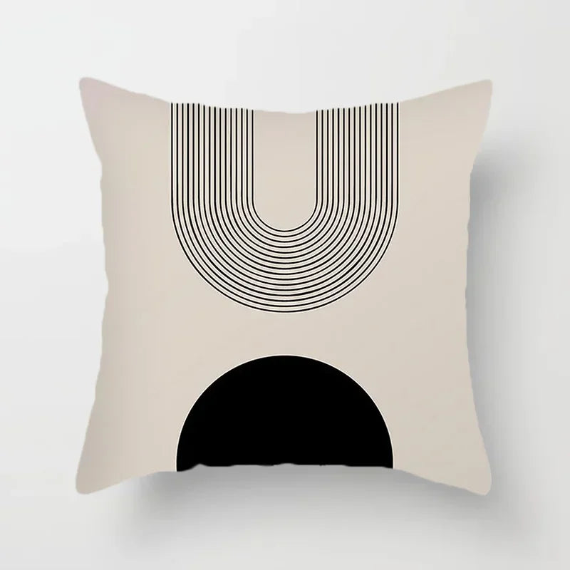 RYNX | Cushion cover - Modern Black-White Cushion Cover with Abstract Art Print J