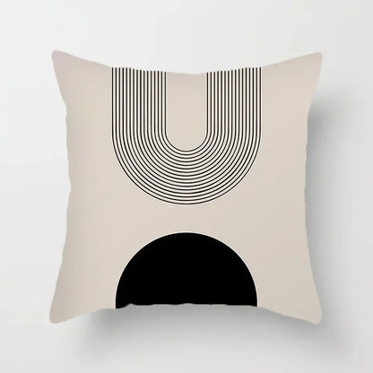 RYNX | Cushion cover - Modern Black-White Cushion Cover with Abstract Art Print J