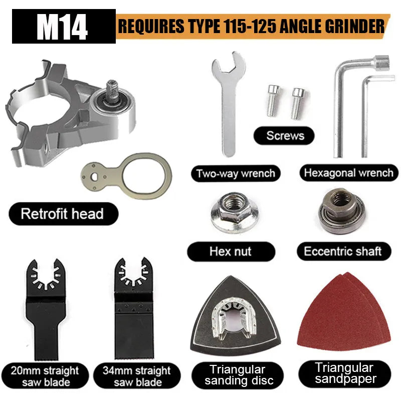 Rynx | M10 M14 Angle Grinder Conversion Universal Head Adapter - Fits 100mm 115mm 125mm Angle Grinder - For Polisher and Polishing Oscillating Tool