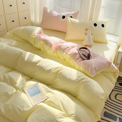 Rynx | Striped Bedding Comfort Set with Pillowcase Bed Sheet Twin Size Full Size Bedding Duvet Set Queen/King Double Twin Bed