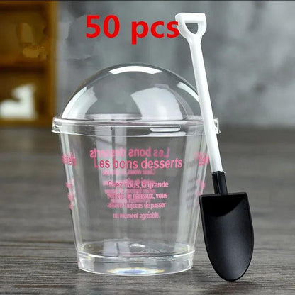 Rynx | Elegant clear dessert cup collection with lids and spoons - Perfect for ice cream, yogurt, and mousse