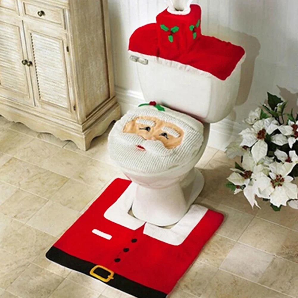 Rynx | New cute Christmas toilet seat covers Creative Santa bath mat Xmas accessories for home New Year Navidad gift decor
