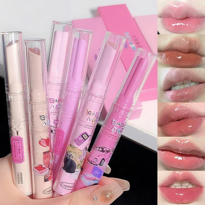 Rynx | Thin Tube Flower Lipstick Pencil Heart-Shaped Gel Lipstick Pencil Makeup Long-Lasting Moisturizing Lip Lacquer Girls Korean Cosmetics