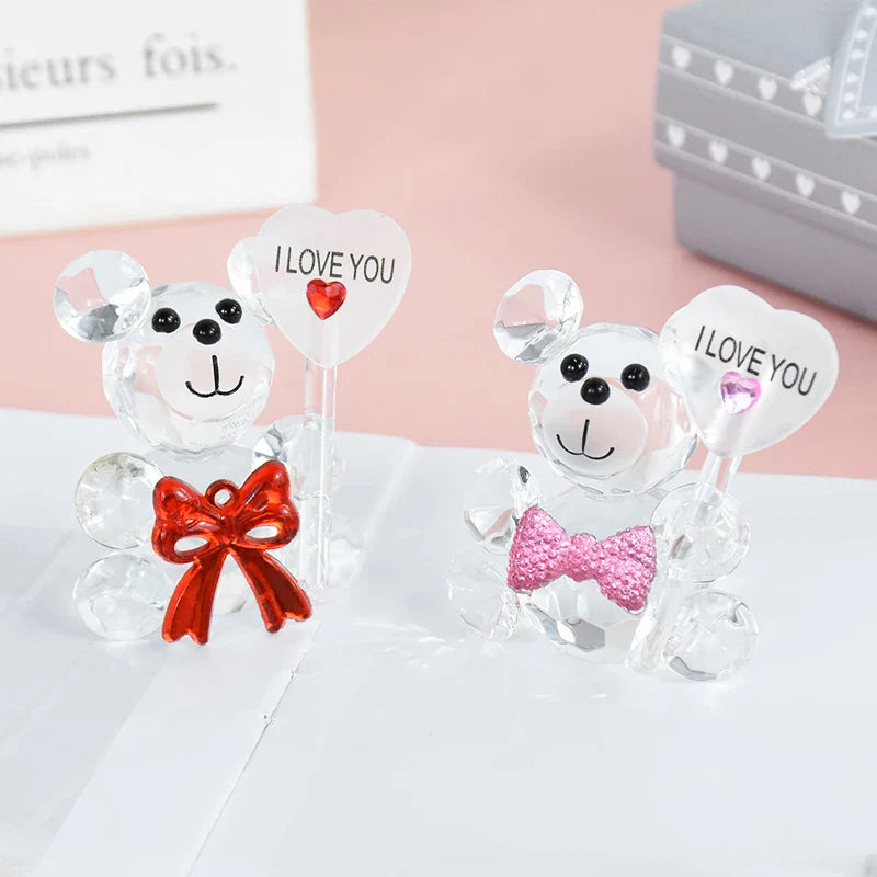 Rynx | Crystal Bear Glass Rose - Valentine's Day Gift, Fashion Ornament, Wedding Home Decor