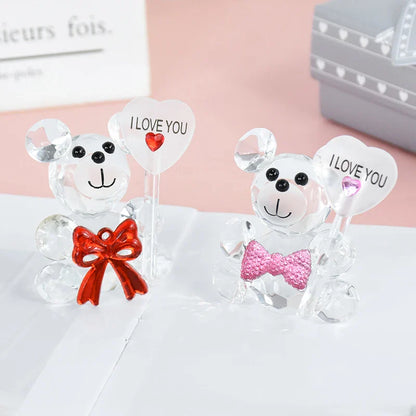 Rynx | Crystal Bear Glass Rose - Valentine's Day Gift, Fashion Ornament, Wedding Home Decor