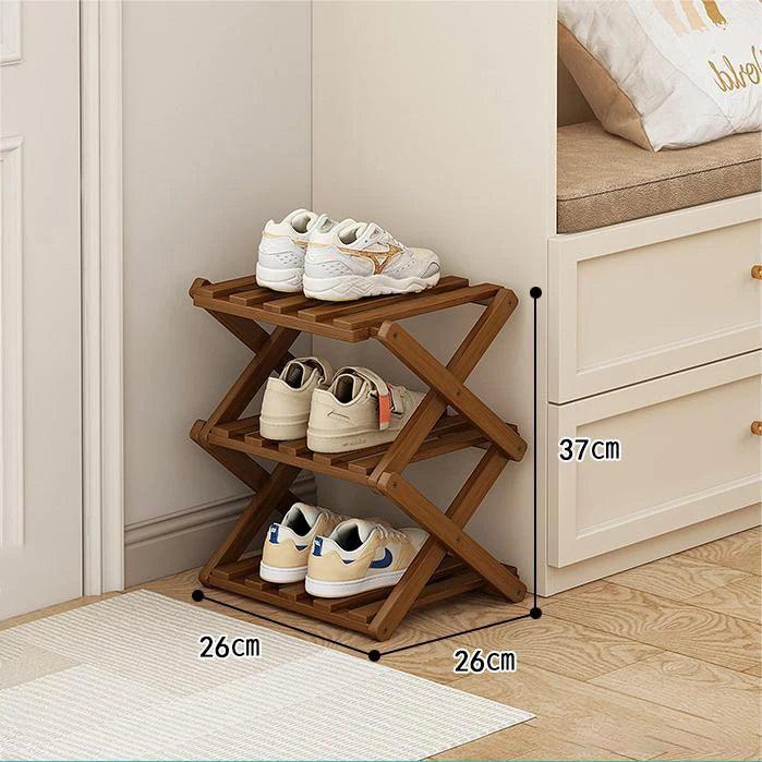 Rynx | Elegant expandable shoe rack made of bamboo with customizable shelf options