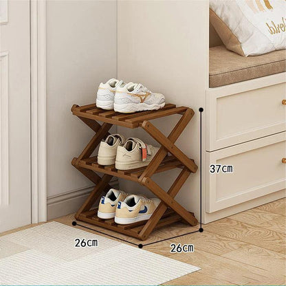 Rynx | Elegant expandable shoe rack made of bamboo with customizable shelf options