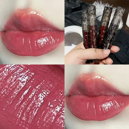 Rynx | 8 Colors Moisturizing Mirror Lip Lacquer Long-lasting Lipstick Black Tea Brown Liquid Lipstick Lip Oil Care Make-up Korean Cosmetics