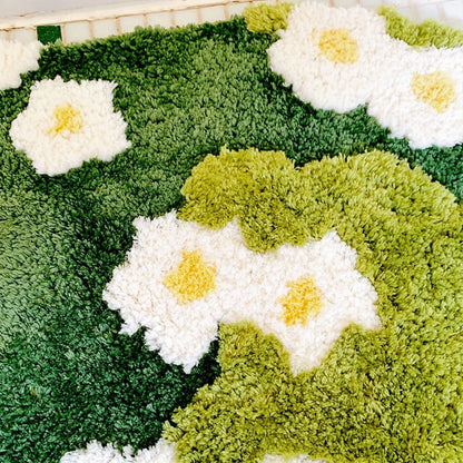 Rynx | Tufting Moss Bedroom Rug Bathroom Mat Soft Meadow Plants Living Room Rug Bedside Floor Mat Doormat Neat Aesthetic Home Decor
