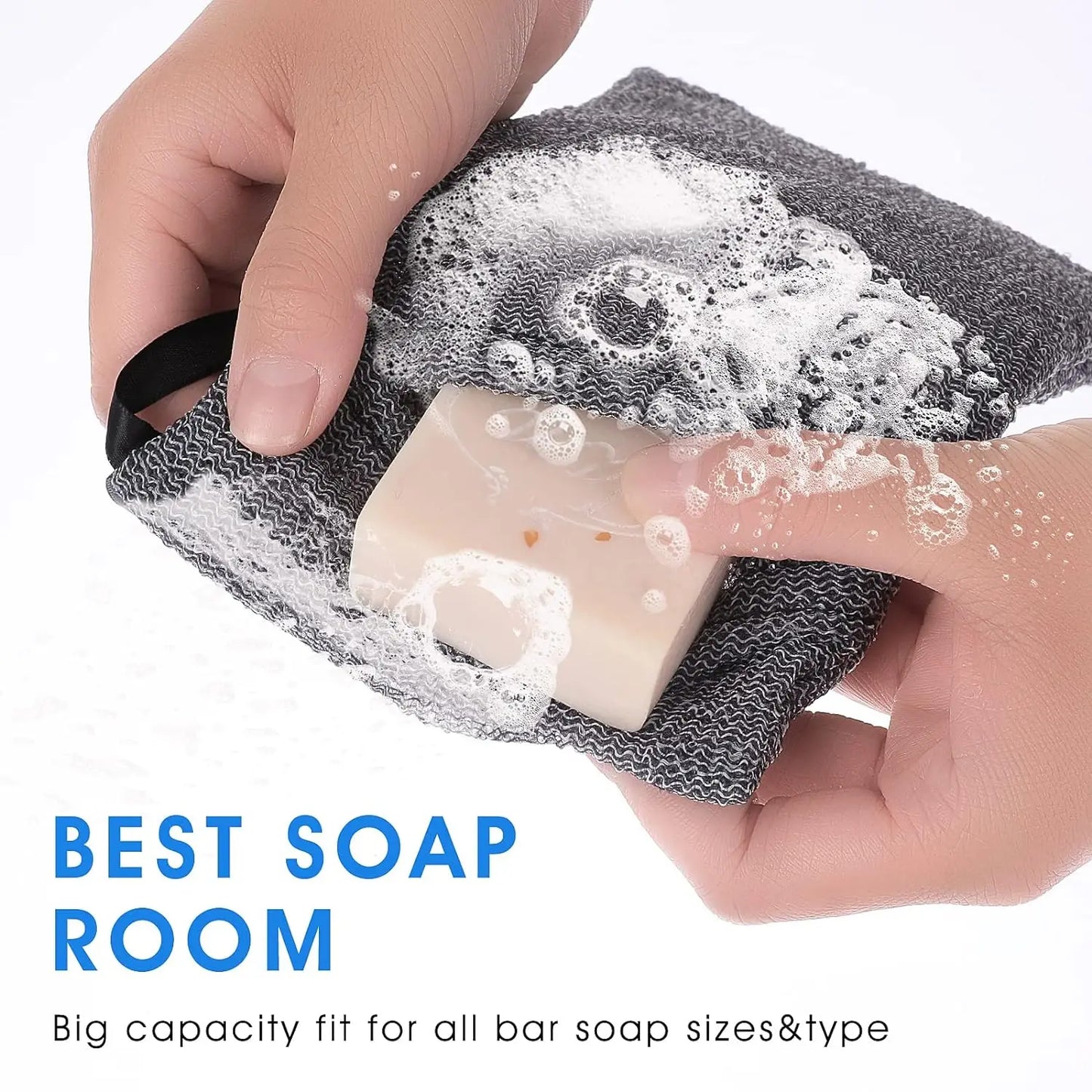 Rynx | 3 PCS Soap Exfoliating Bag Set: Mesh Woven Body Foam Scrubber Pouch for Bathroom Shower - Soap Saver Pocket Sponge Exfoliator