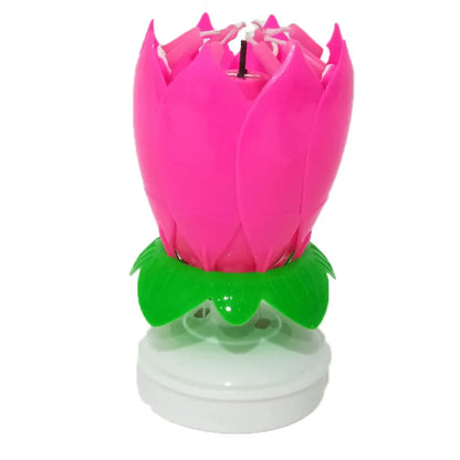 Rynx | Lotus Music Candle - Double Flower Blossom Birthday Cake Rotating Electronic Candle