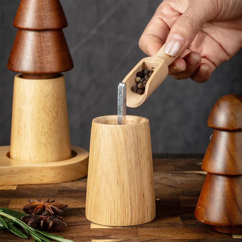 Rynx | Set of 3 - Elegant adjustable wooden spice mill set for gourmet cooking