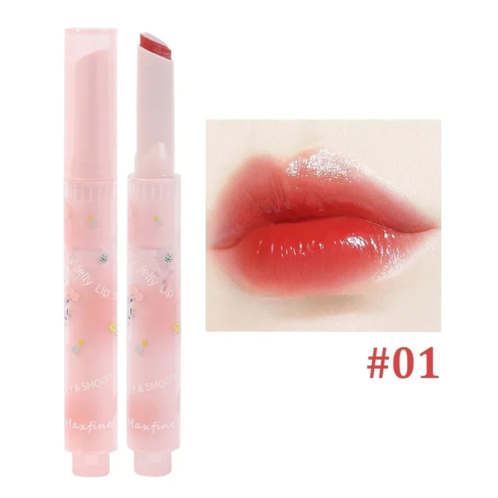Rynx | Thin Tube Flower Lipstick Pencil Heart-Shaped Gel Lipstick Pencil Makeup Long-Lasting Moisturizing Lip Lacquer Girls Korean Cosmetics