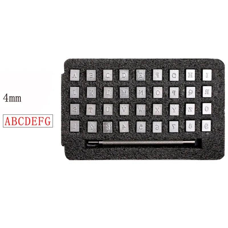 Rynx | Adjustable Metal Stamp Set for Leathercraft: Alphabet and Number Impressions