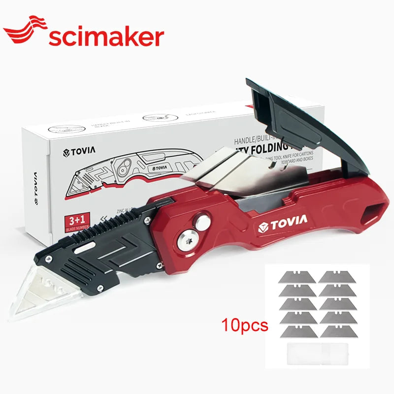 Rynx | T TOVIA Folding Utility Knife - Replaceable Cutter for Cable, Cartons, and Cardboard Boxes, Outdoor Hand Tool with Handle Blades