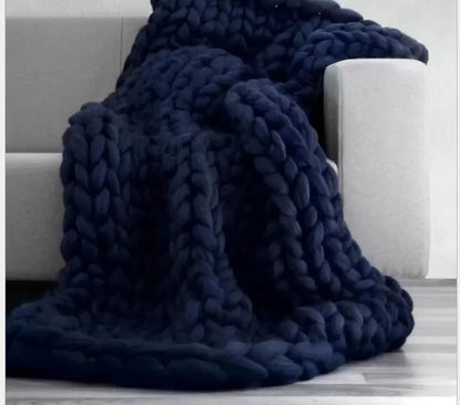 RYNX | Chunky Knit Blanket – Cozy Wool Blanket For Every Room – Soft & Warm – Perfect For Sofa And Bed