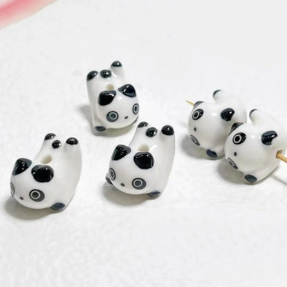 Rynx | Charming anime-inspired lucky cat ceramic beads for creative jewelry projects - 15x21mm porcelain essentials with vertical hole