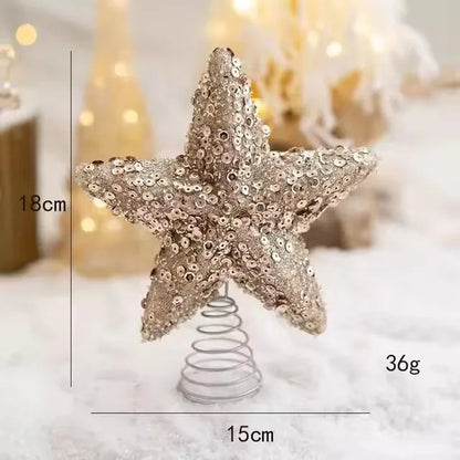 Rynx | 1 Set/New Christmas Tree Hanging Glittering Painted Colored Ball Gold Silver Champagne Glitter Stars Christmas New Year Decorating