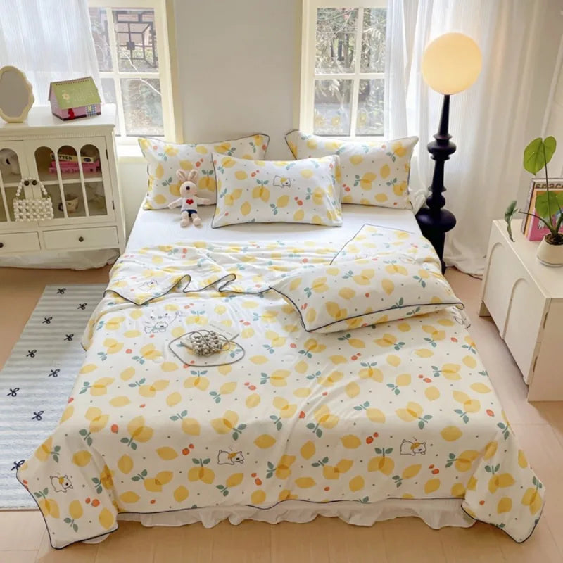 Rynx | new printed cool silk summer blanket three-piece summer cool blanket air conditioning blanket cool sleeping experience washable